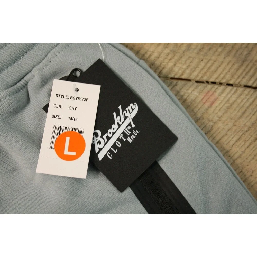 Brooklyn Cloth Knit Shorts Boys L 14/16 Gray NEW BSY8172F‎ Tech Zip Pockets